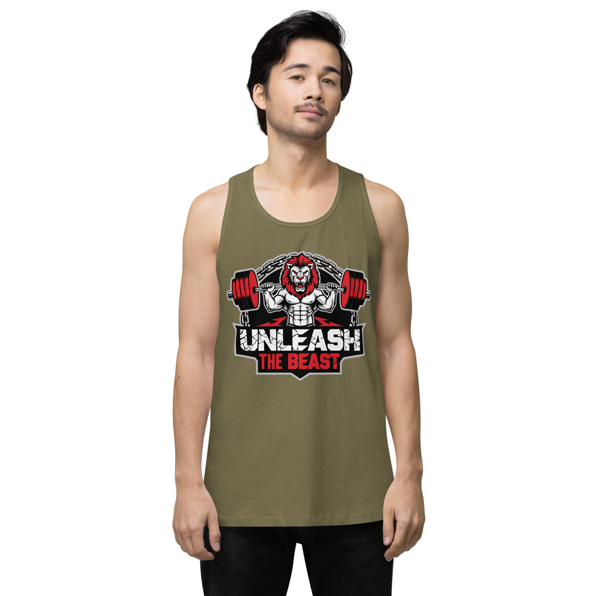 Beast Mode Gym Tank Top for Men - Military Green - Tank Tops