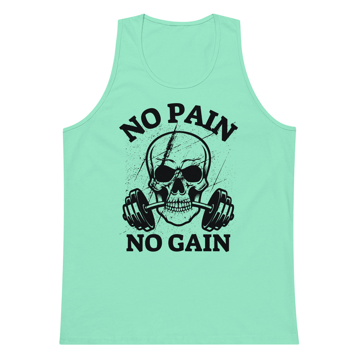 Embrace the Grind – No Pain No Gain Skull Tank - - Tank Tops