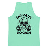 Embrace the Grind – No Pain No Gain Skull Tank - - Tank Tops