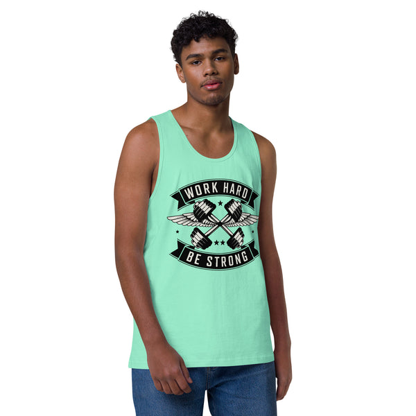Work Hard Gym Tank Top Gift for Men - Mint - Tank Tops
