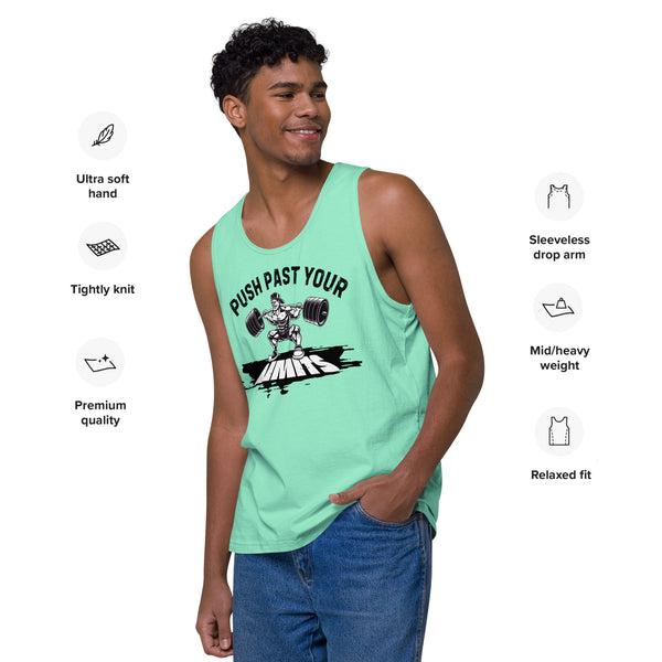 Push Past Your Limits - Empowering Gym Lovers Tank - Mint - Tank Tops