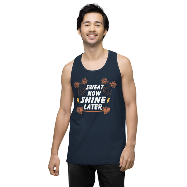 Push Harder, Shine Brighter – Premium Gym Lover’s Tank - Navy - Tank Tops