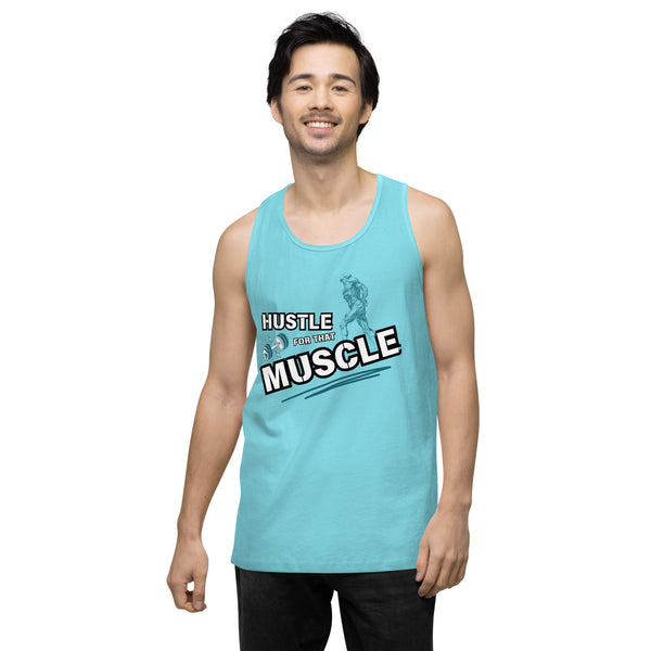 Hustle Hard, Muscle Up - A Gym Lover’s Essential - Pacific Blue - Tank Tops