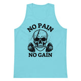 Embrace the Grind – No Pain No Gain Skull Tank - - Tank Tops