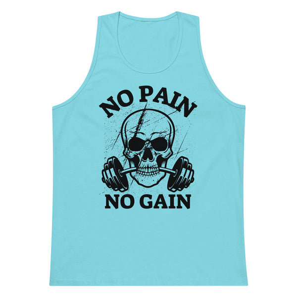 Embrace the Grind – No Pain No Gain Skull Tank - - Tank Tops