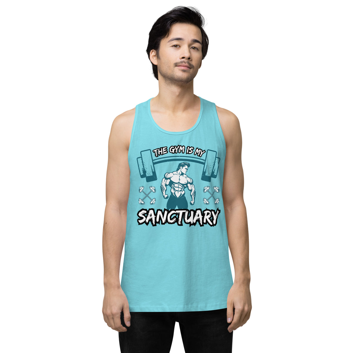 The Gym Is My Sanctuary – Empower Your Fitness Journey - Pacific Blue - Tank Tops