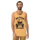 Embrace the Grind – No Pain No Gain Skull Tank - Squash - Tank Tops