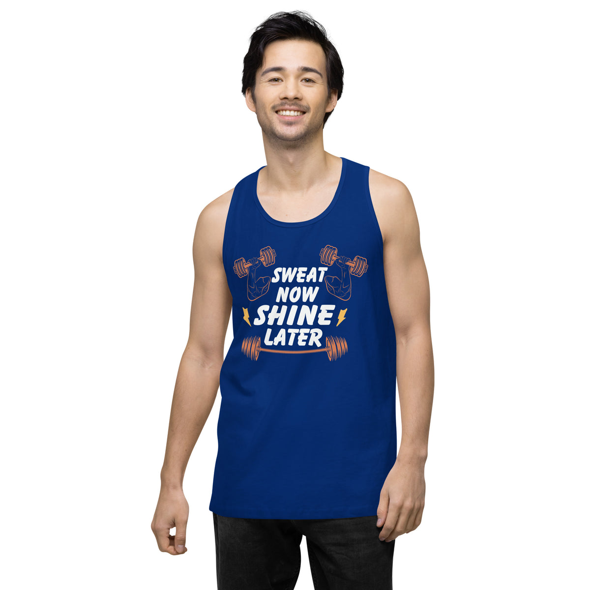 Push Harder, Shine Brighter – Premium Gym Lover’s Tank - Team Royal - Tank Tops