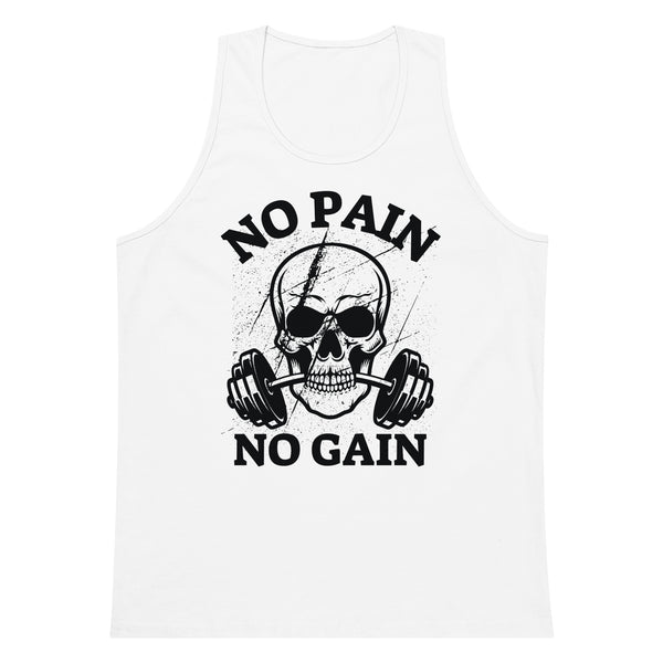 Embrace the Grind – No Pain No Gain Skull Tank - - Tank Tops