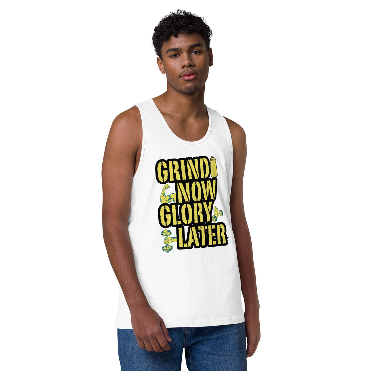 Earn Your Glory – Bold Gym Tank for the Dedicated - White - Tank Tops