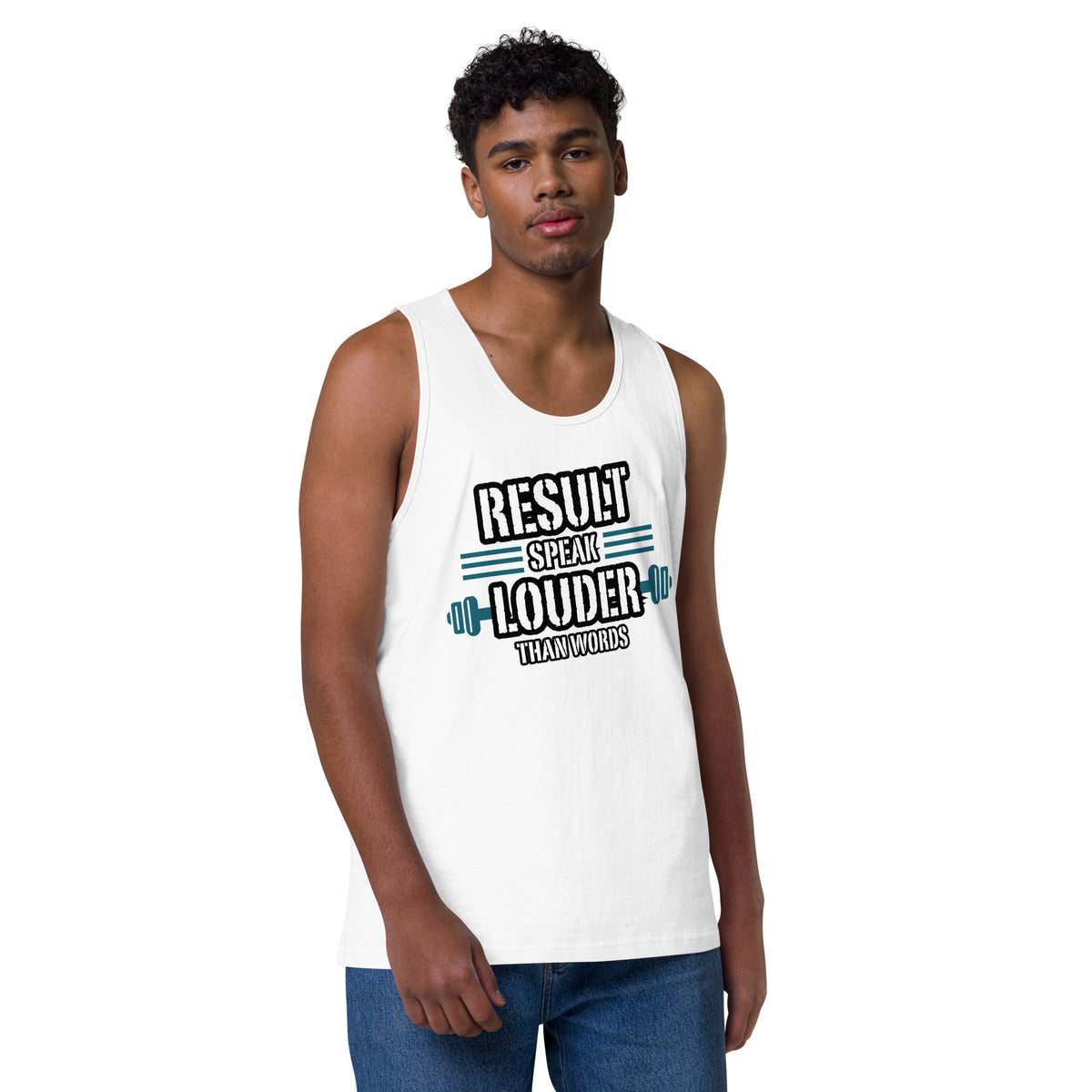 Fuel Your Fitness - Results Speak Louder Tank Top - White - Tank Tops