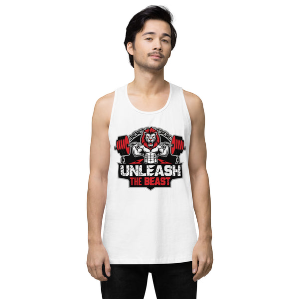 Beast Mode Gym Tank Top for Men - White - Tank Tops