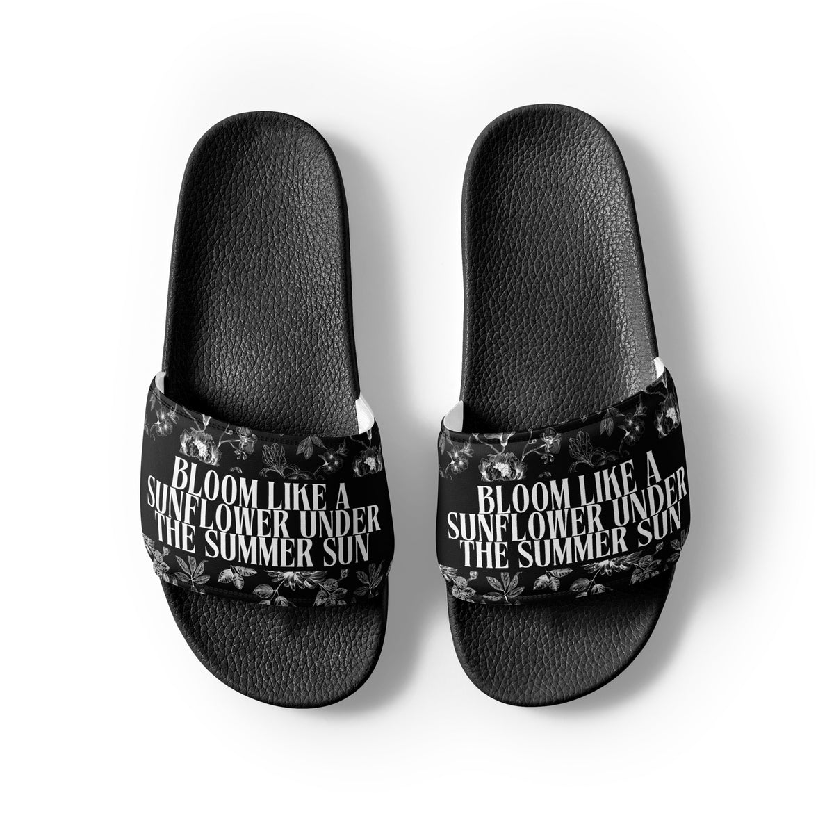 Gift for Him – “Bloom in Black” Men’s Slides - - Slides