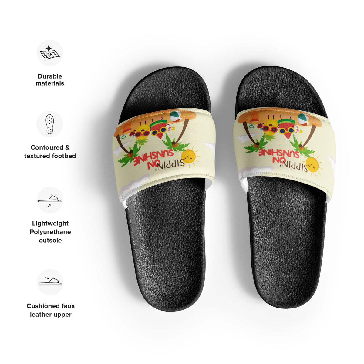 Gift for Him – “Sippin’ on Sunshine” Men’s Slides - Black - Slides