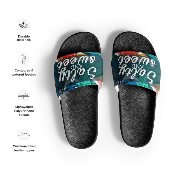 Bold Gift for Him – “Salty & Sweet” Men’s Slides - Black - Slides