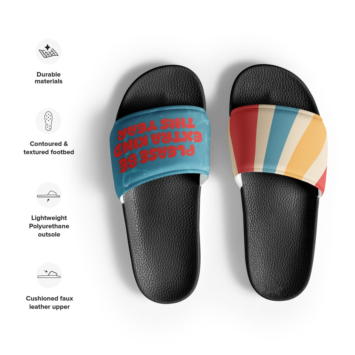 Gift for Him – “Retro Kindness” Men’s Slides - - Slides