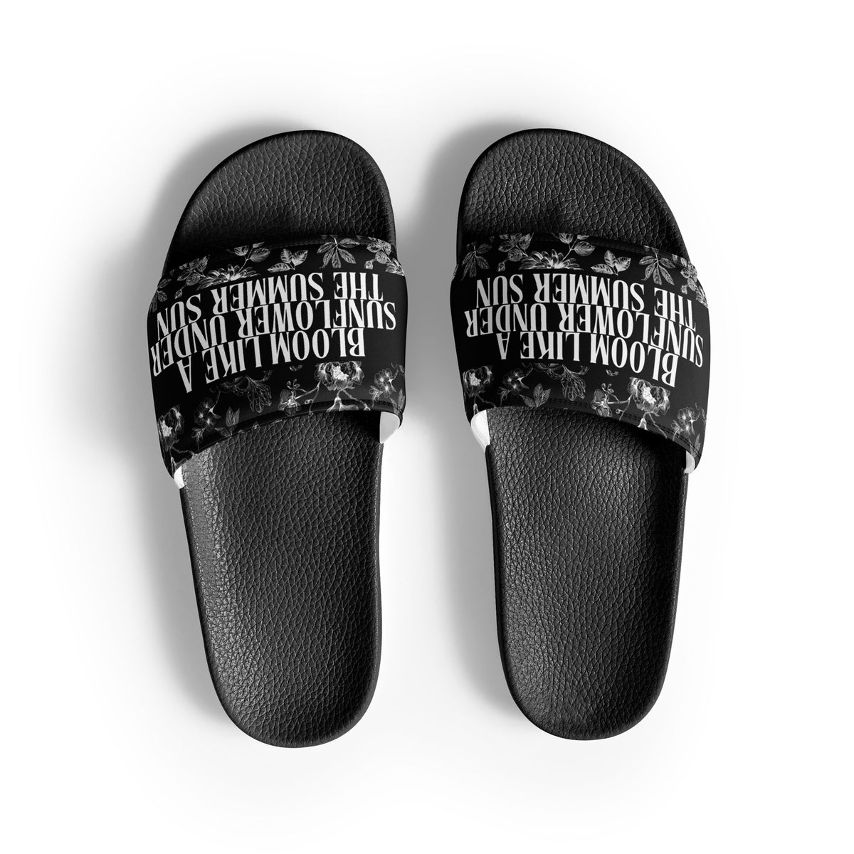 Gift for Him – “Bloom in Black” Men’s Slides - - Slides