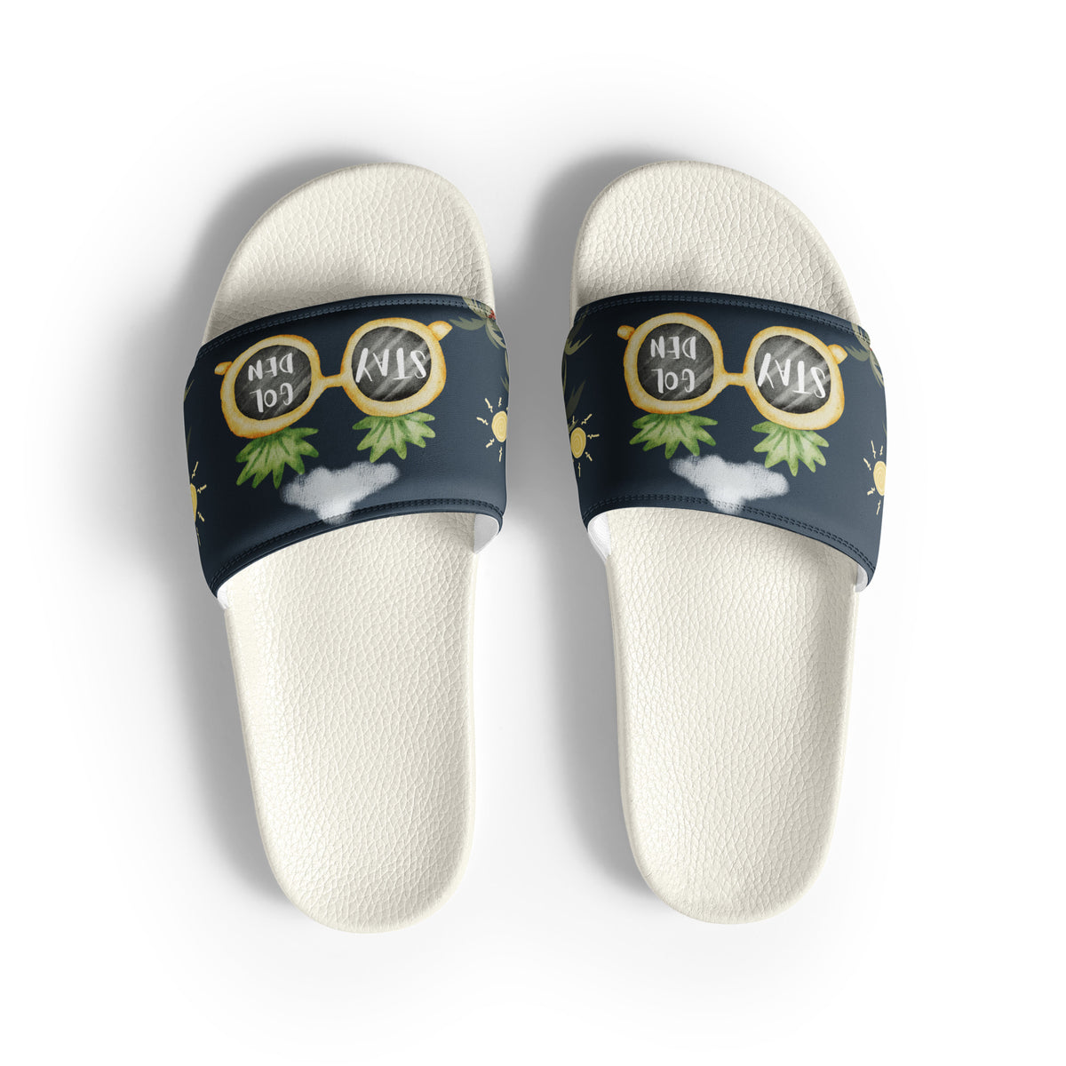Stay Golden Pineapple Slides – For Your Brightest Bond - White - Slides