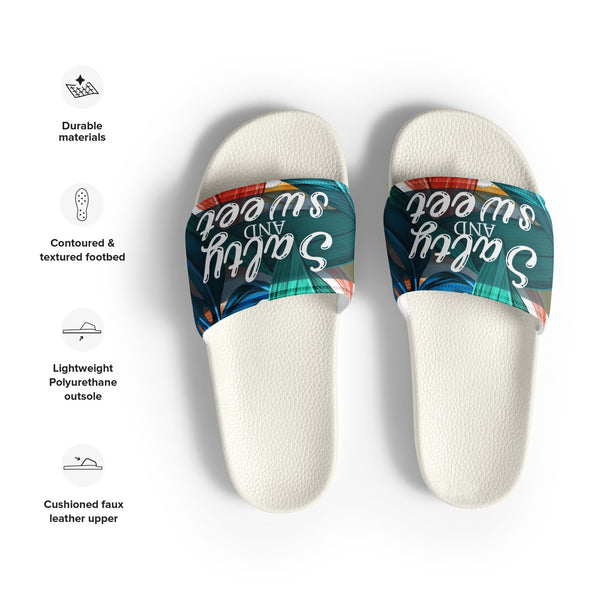 Bold Gift for Him – “Salty & Sweet” Men’s Slides - White - Slides