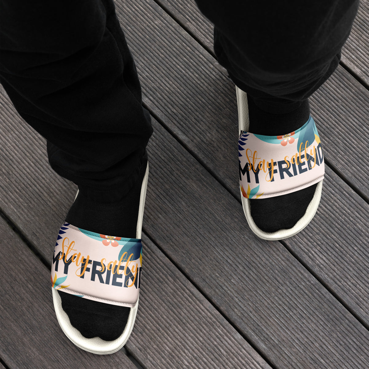 Gift for Him – “Stay Salty” Men’s Slides - - Slides