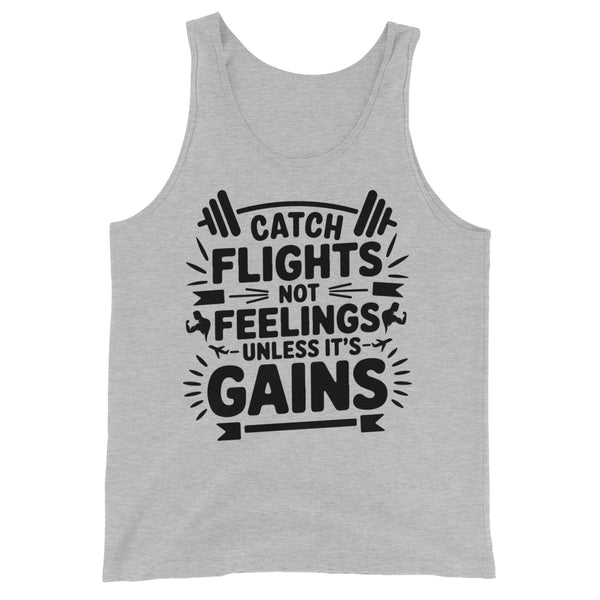 Premium Gym Lover Tank Top – Bold Gains Over Feelings - Athletic Heather - Tank Tops