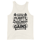 Premium Gym Lover Tank Top – Bold Gains Over Feelings - Oatmeal Triblend - Tank Tops