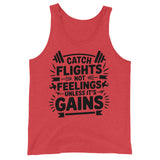 Premium Gym Lover Tank Top – Bold Gains Over Feelings - Red Triblend - Tank Tops