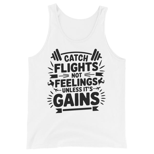 Premium Gym Lover Tank Top – Bold Gains Over Feelings - White - Tank Tops