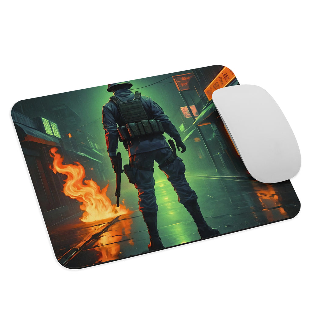 Warrior in the Glow - Grit and Neon Tactics - Default Title - Mouse Pads