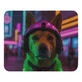 Futuristic Companion - Neon Dog Mission Mouse Pad - - Mouse Pads