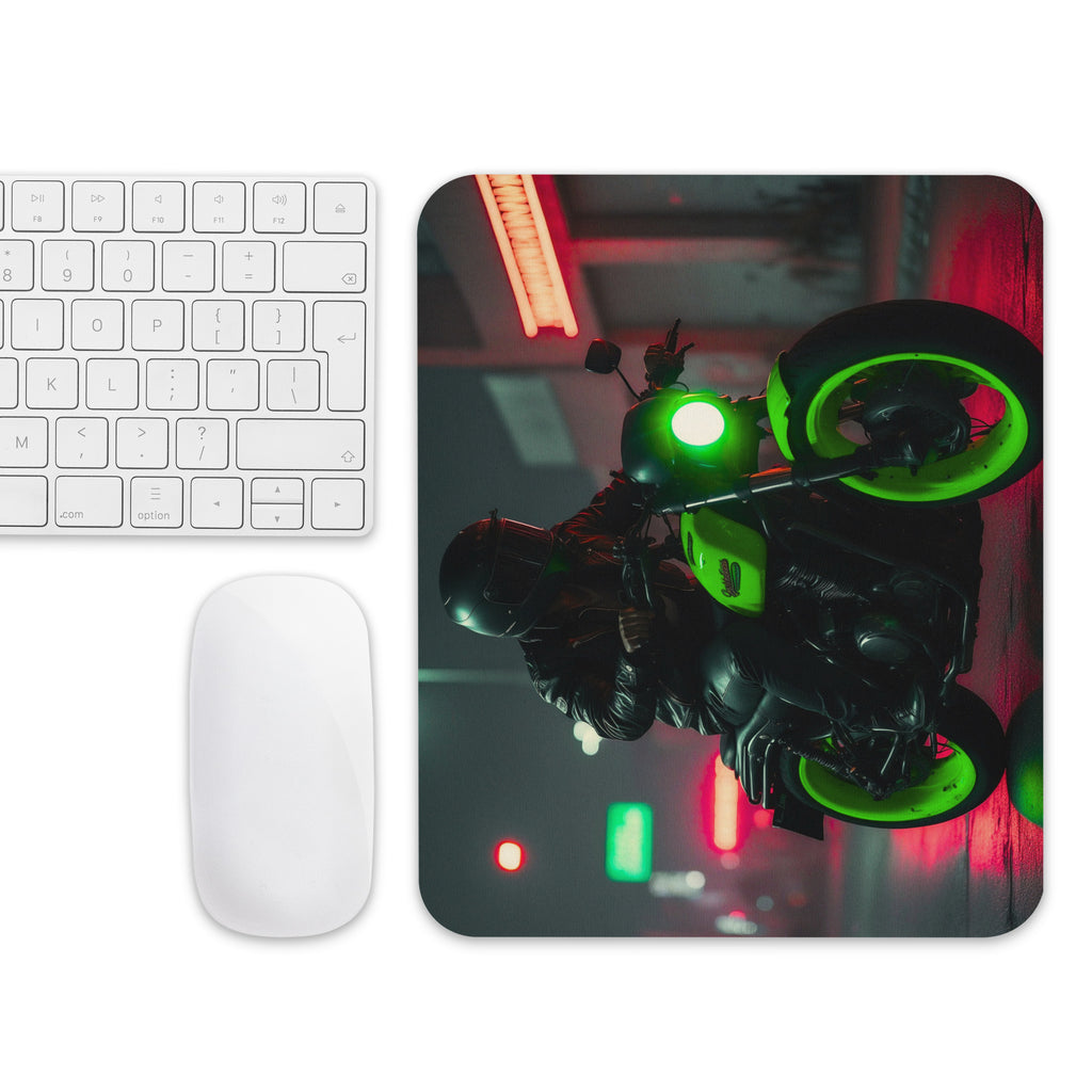 High Voltage Ride - Neon Green Motorcyclist Mouse Pad - Default Title - Mouse Pads