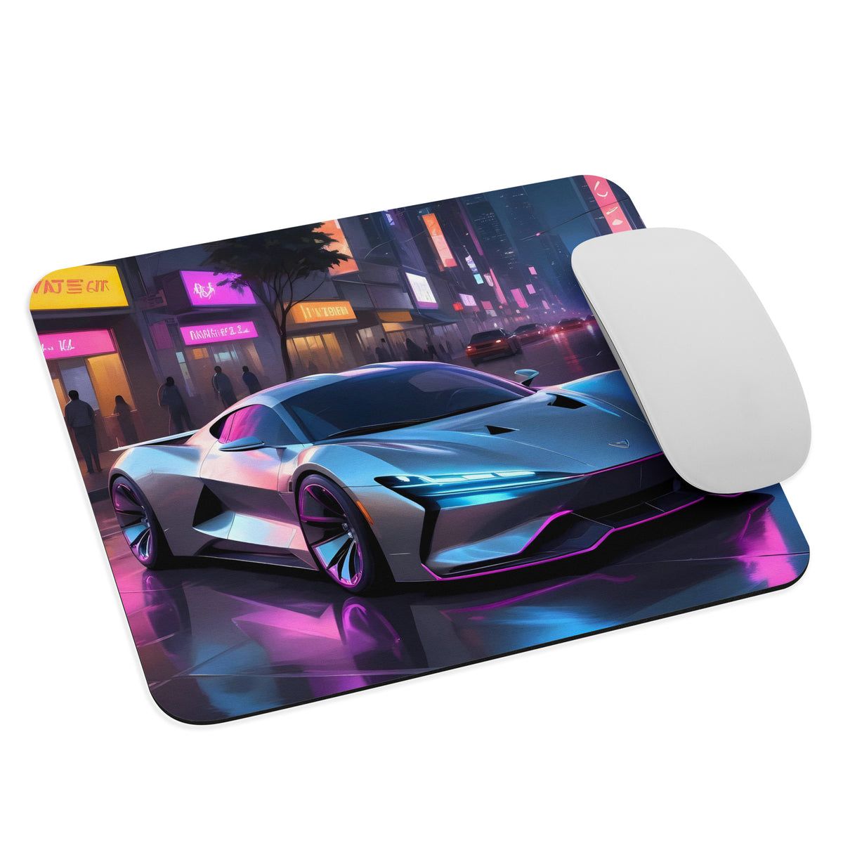 Rev Up Your Workspace - Sleek Silver Car - - Mouse Pads