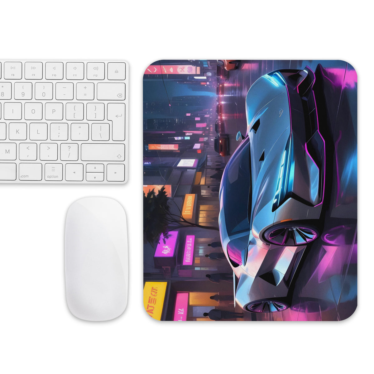 Rev Up Your Workspace - Sleek Silver Car - - Mouse Pads