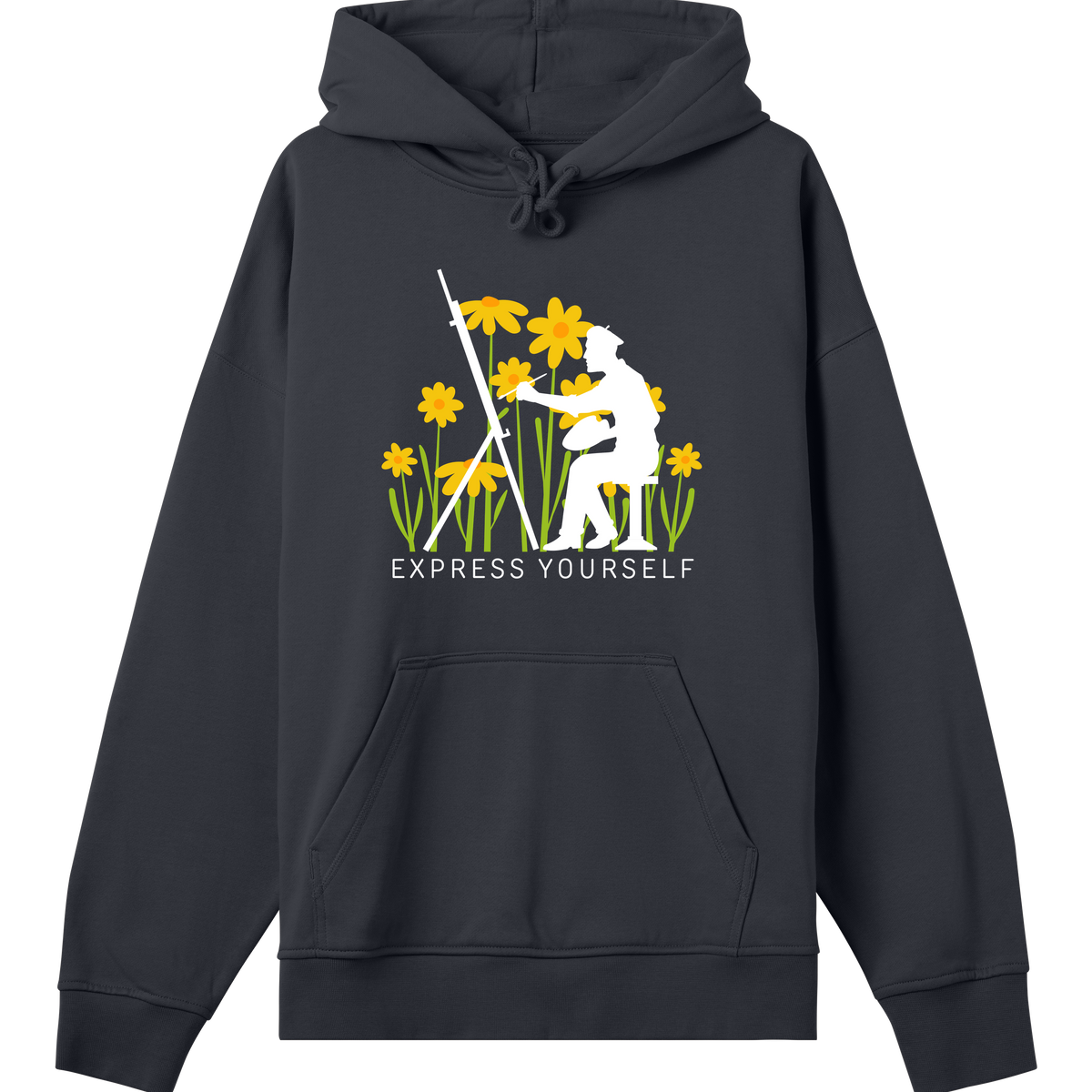 Floral Fantasy - Boxy Hoodie - Off black men - Hoodies