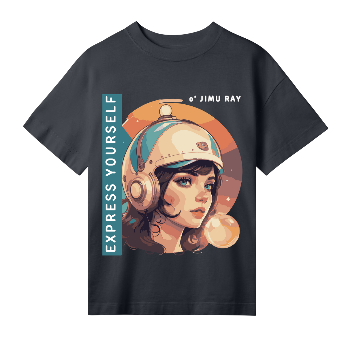 Futuristic Vision - Expressive Oversized Tee - Off black women - T-Shirts