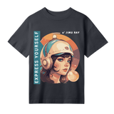 Futuristic Vision - Expressive Oversized Tee - Off black women - T-Shirts