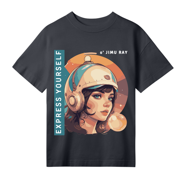 Futuristic Vision - Expressive Oversized Tee - Off black women - T-Shirts