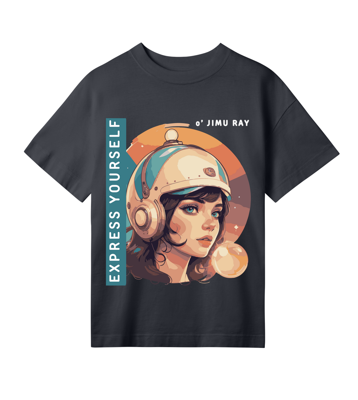 Futuristic Vision - Expressive Oversized Tee - Off black women - T-Shirts