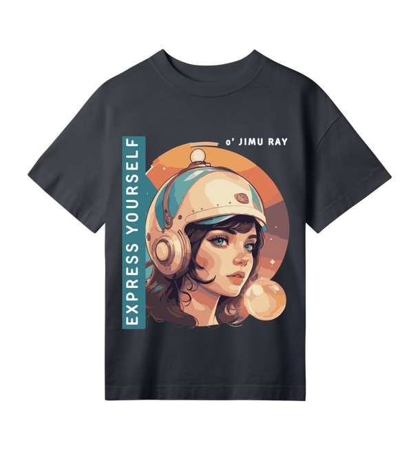 Futuristic Vision - Expressive Oversized Tee - Off black women - T-Shirts