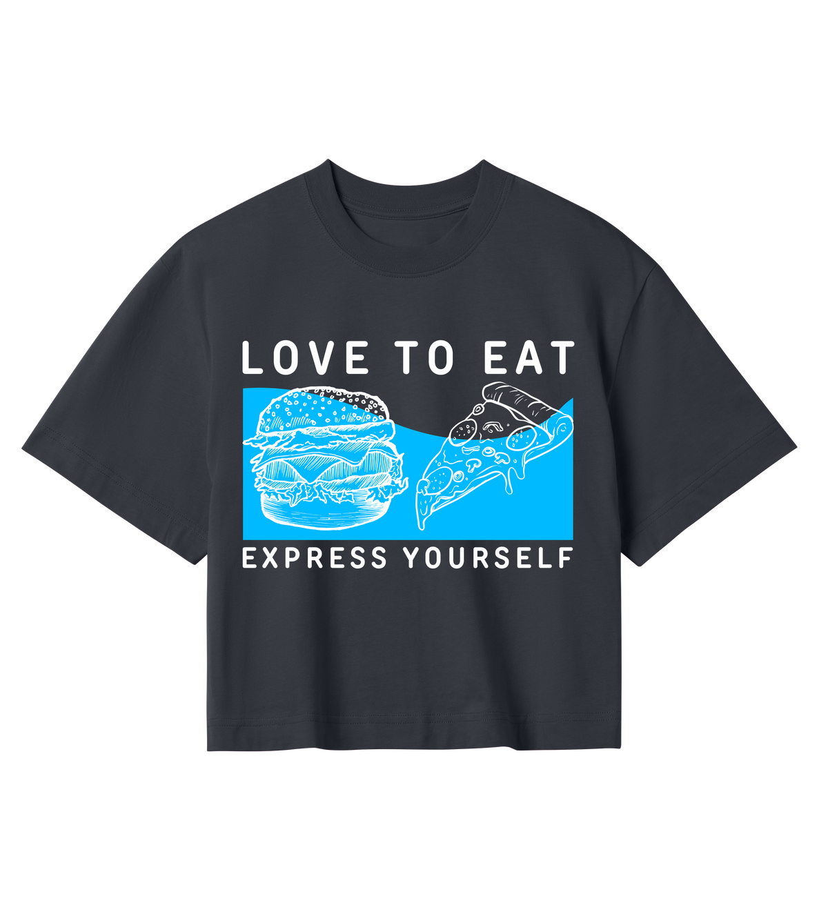Snack Attack - Stylish Food Print Crop - Off black women - Crop Tops