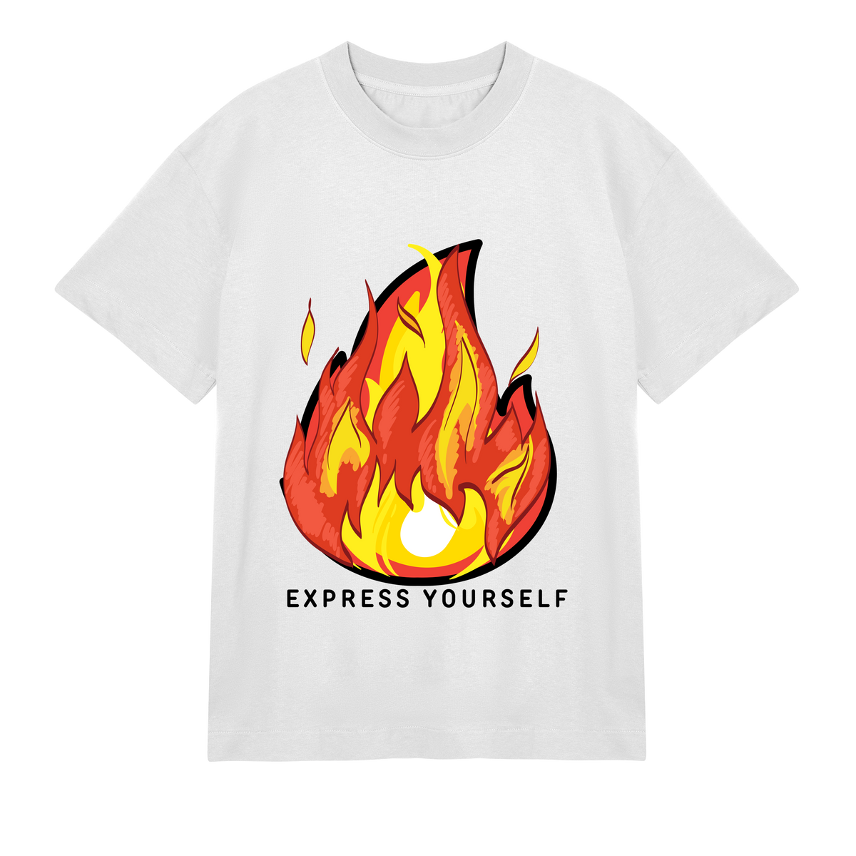 Flame On - Bold Fire Art Tee - Off white men - T-Shirts