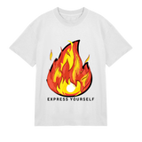 Flame On - Bold Fire Art Tee - Off white men - T-Shirts