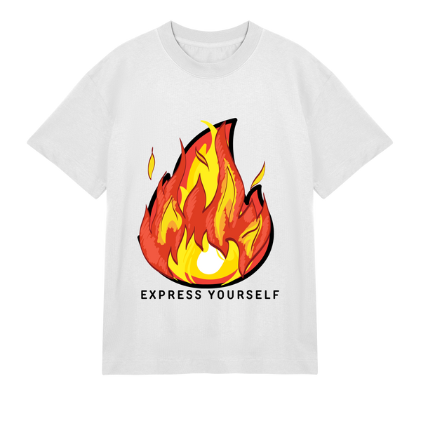 Flame On - Bold Fire Art Tee - Off white men - T-Shirts