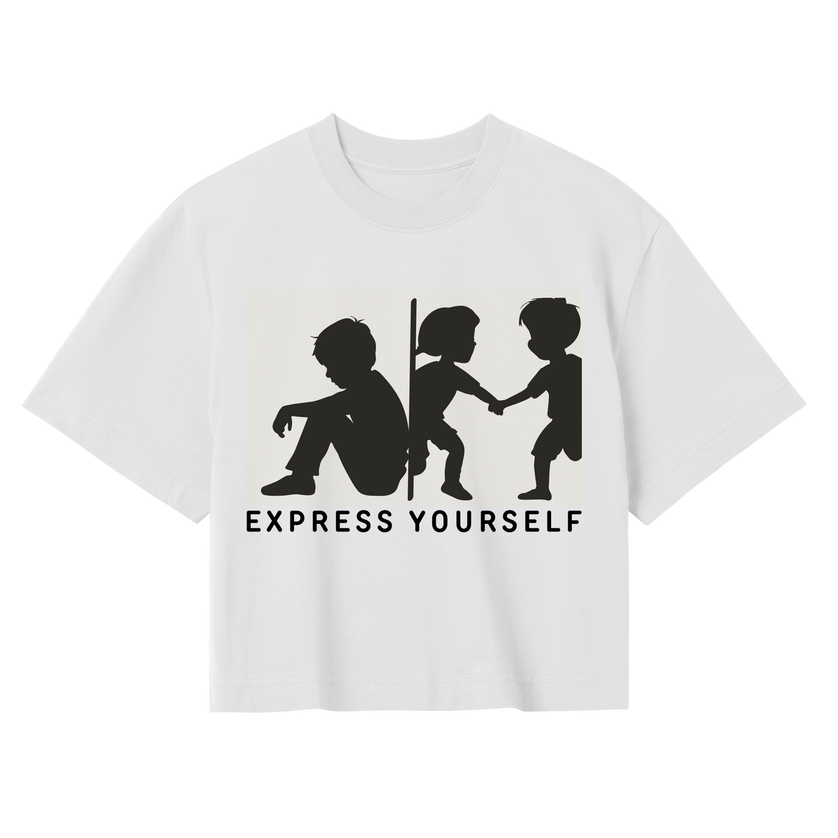 From Isolation to Connection - Silhouette Crop Top - Off white women - Crop Top