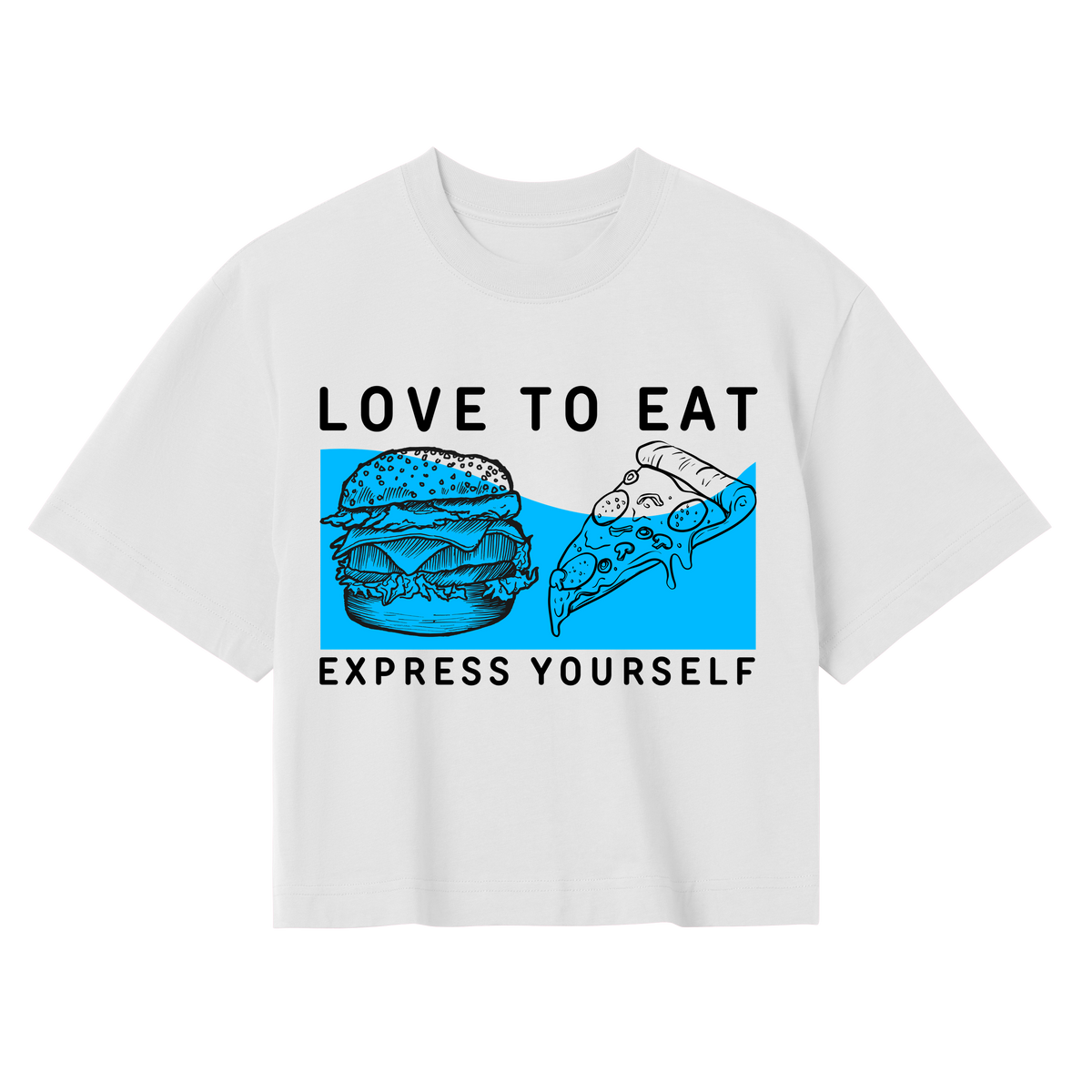 Snack Attack - Stylish Food Print Crop - Off white women - Crop Tops