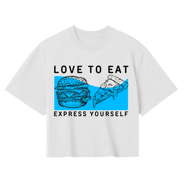 Snack Attack - Stylish Food Print Crop - Off white women - Crop Tops