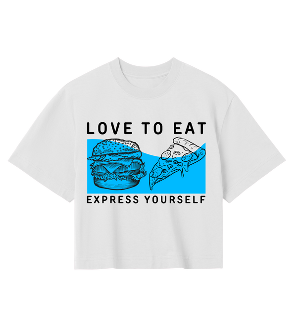 Snack Attack - Stylish Food Print Crop - Off white women - Crop Tops