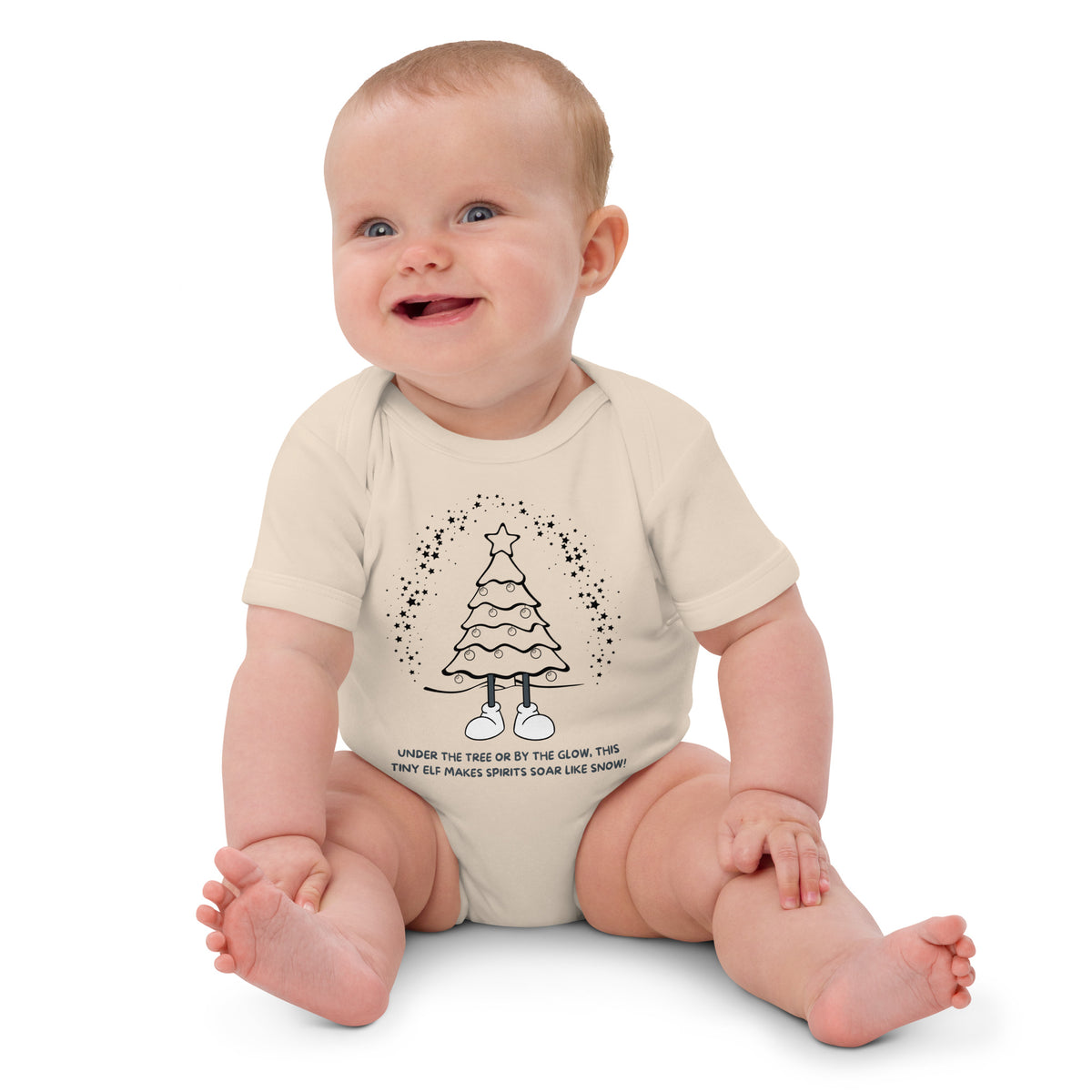 Under the Tree or by the Glow - Christmas Bodysuit - Organic Natural - Baby Bodysuit