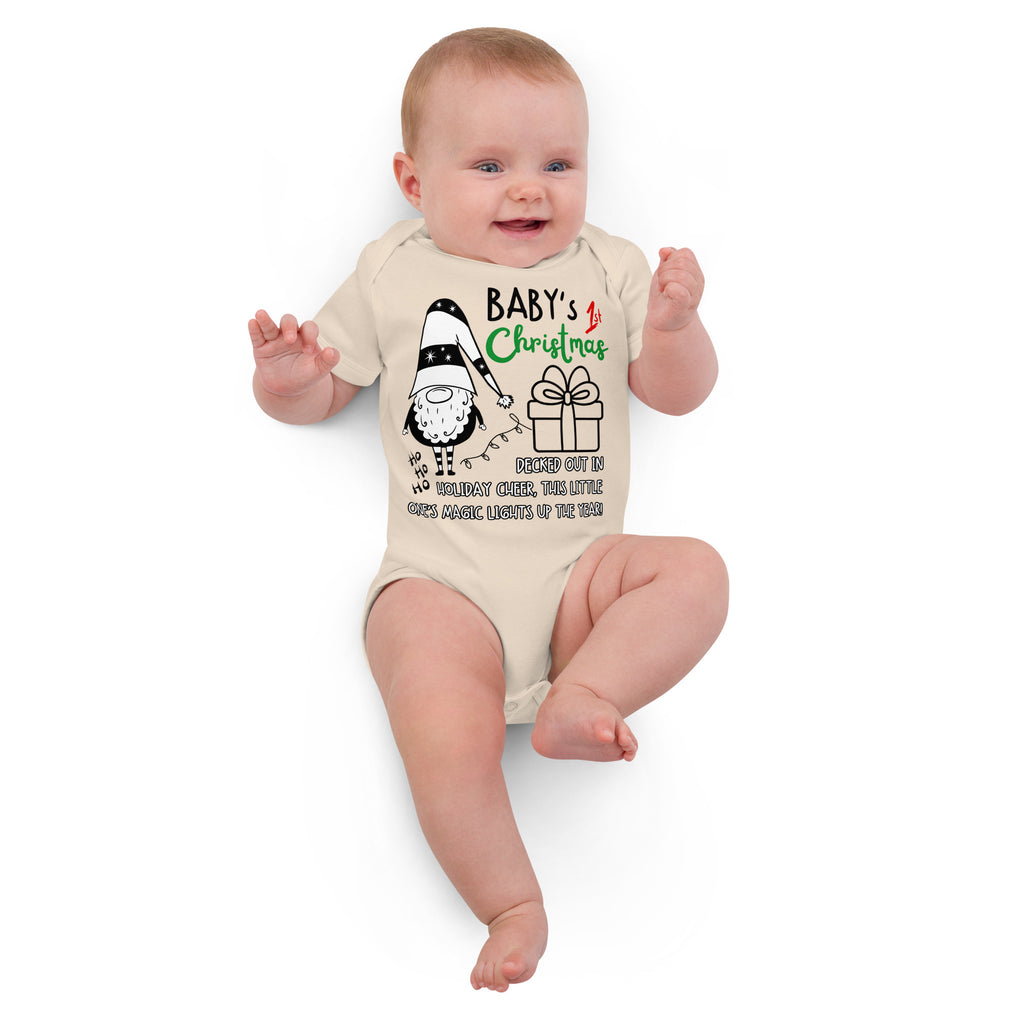 Gnome-tastic Christmas - Baby Bodysuit - Organic Natural - Baby Bodysuit