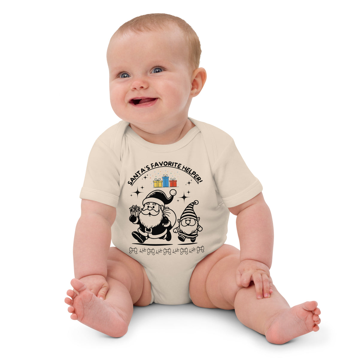 Santa's Favorite Helper - Baby Bodysuit - Organic Natural - Baby Bodysuit